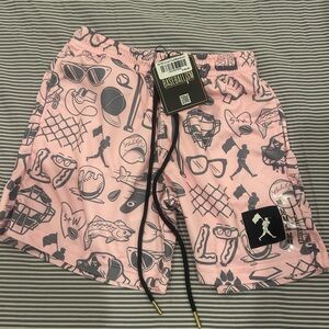 Kids' Pink Baseball Graphic Athletic Shorts with Drawstring youth M